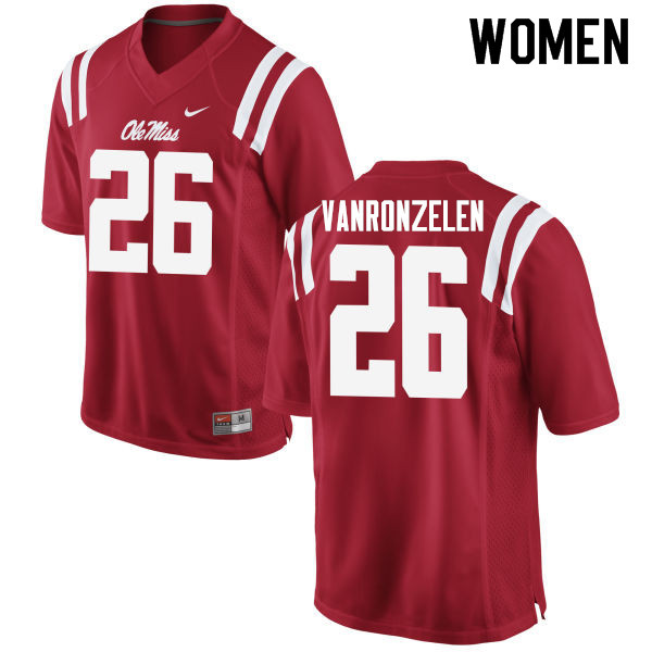 Women #26 Jake VanRonzelen Ole Miss Rebels College Football Jerseys Sale-Red
